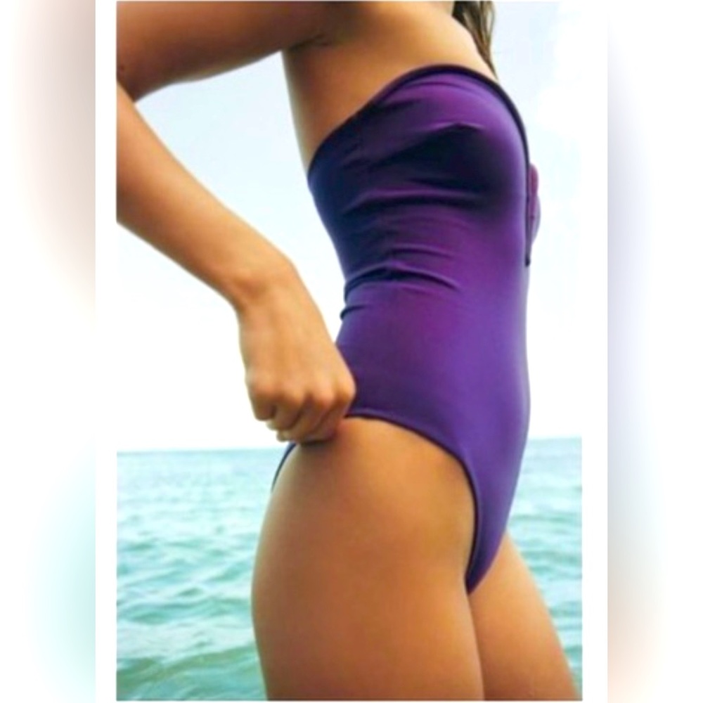 Zara purple corset neckline swimsuit.